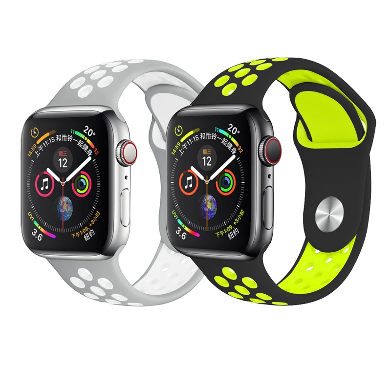 Дышащий спортивный ремешок для наручных часов Apple watch5 4 44/40 мм Nike кремниевый
