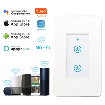 

Tuya Smartlife Alexa Google Home 2gang Smart Switch WiFi Touch Light Switch US Wireless Voice Control Remote Alexa Google Home