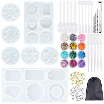 

89Pcs Acrylic Earring Pendant Epoxy Resin Silicone Mold Kit Jewelry DIY Making Tools