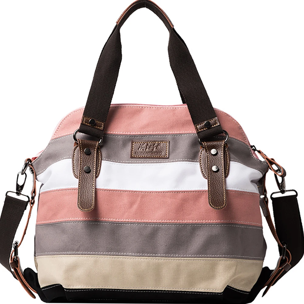 Women Luxury Stripe Tote Handbag Ladies Brand Canvas Shoulder Bags Large Capacity Crossbody Bag For Female Shopper Free Shipping