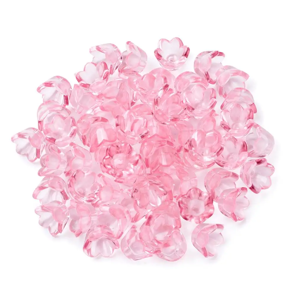 200 шт. прозрачные акриловые бусины в форме цветка 10 х6 мм|flower beads|acrylic flower beadsacrylic beads