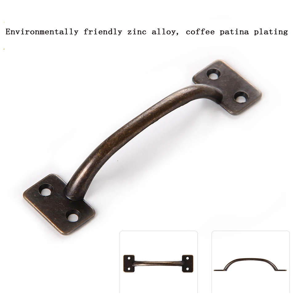 Classic antique bow handle American furniture European wardrobe kitchen cabinet door handle Desk drawer arch handle (Caf patina) Classic antique bow handle American furniture European wardrobe kitchen cabinet door handle Desk drawer arch handle (Caf patina)