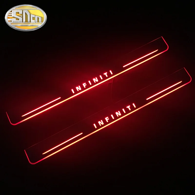 SNCN 4PCS Car LED Door Sill For Infiniti FX35 FX37 FX30 FX50 Ultra-thin Acrylic Dynamic LED Welcome Light Scuff Plate Pedal