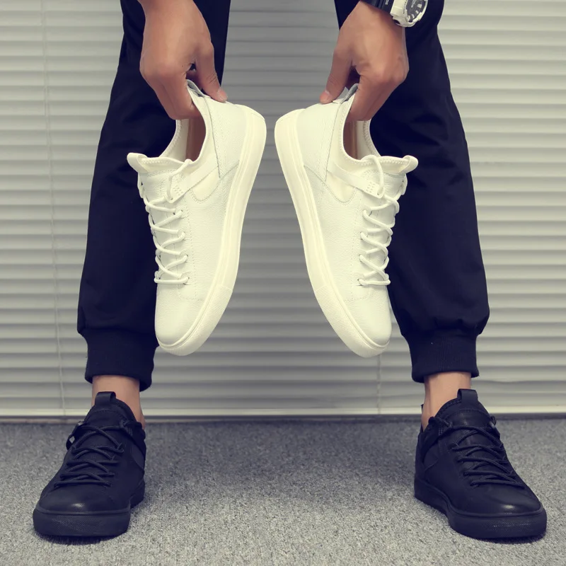 Tleni/Новинка года; высококачественные черные мужские кожаные кроссовки; уличные дышащие кроссовки; мужские туфли на плоской подошве; большие размеры; ZE-66