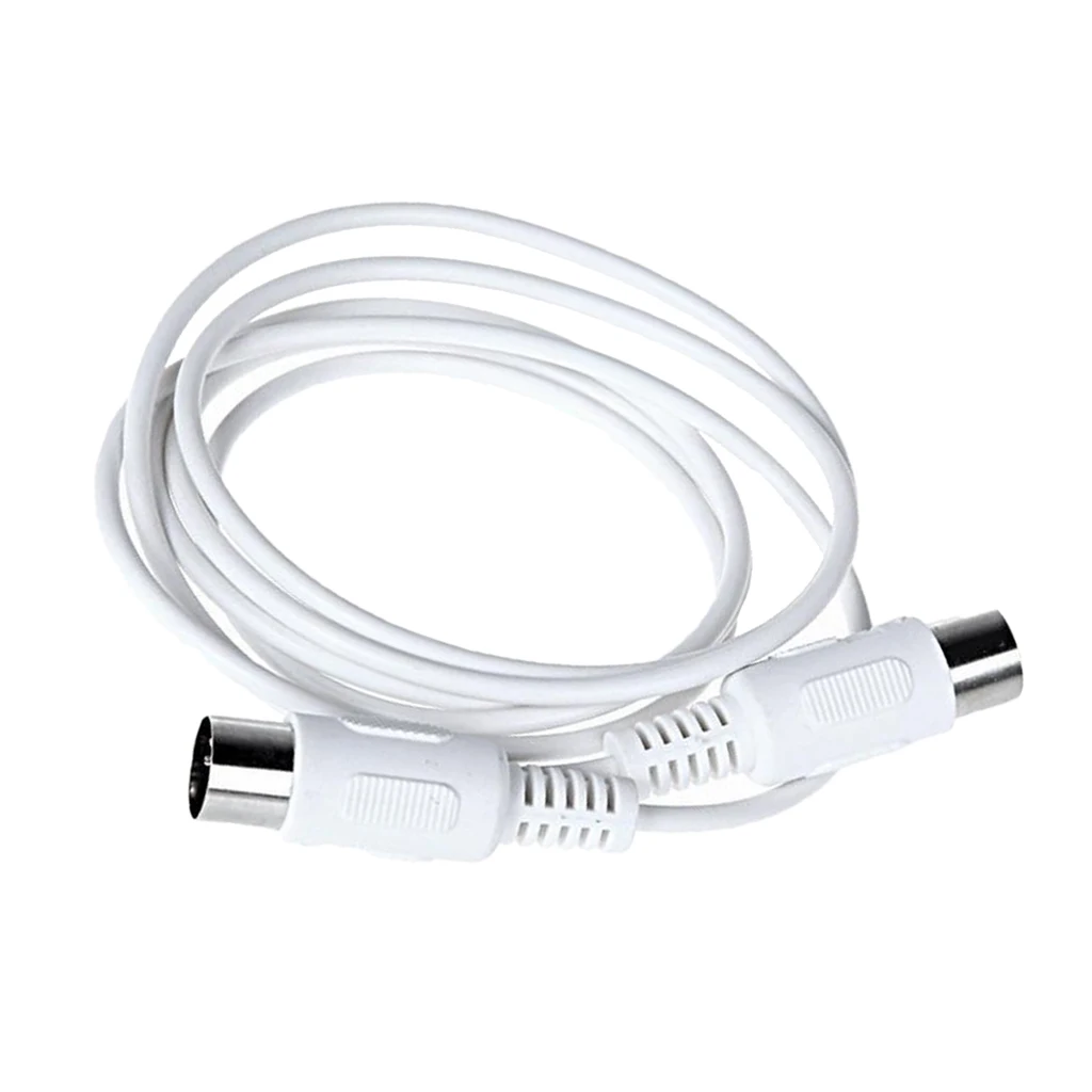 150cm White Power Amplifier 5 Pin Male to 5 Pin Male MIDI Extension Cable for Piano
