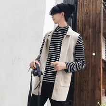 Осенний кардиган мужской модный однотонный Повседневный вязаный свитер с v-образным вырезом Мужская Уличная одежда Свободный Мужской свитер без рукавов