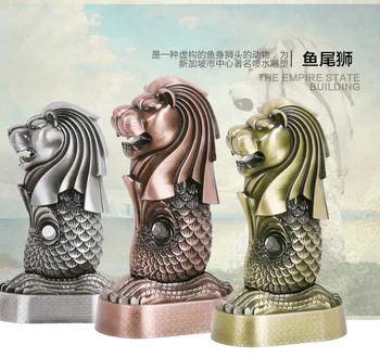 

18CM Metal Singapore Merlion Model Bronze Architecture Model Home Cafe Bar Bookstore Decora Crafts Miniatures Gift for Friend