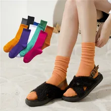 Корейская версия моды конфетный оттенок женский кучи носки осень зима стиль Хлопок кучи носки для женщин Сплошной Джокер прилива Sox