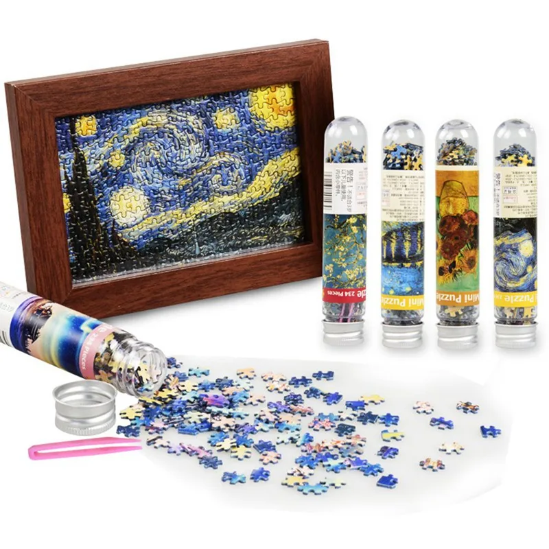 

234Pcs Adult Children Leisure Travel Puzzle Toys Famous Painting Landscape Test Tube Jigsaw Mini Puzzles Creative Birthday Gift