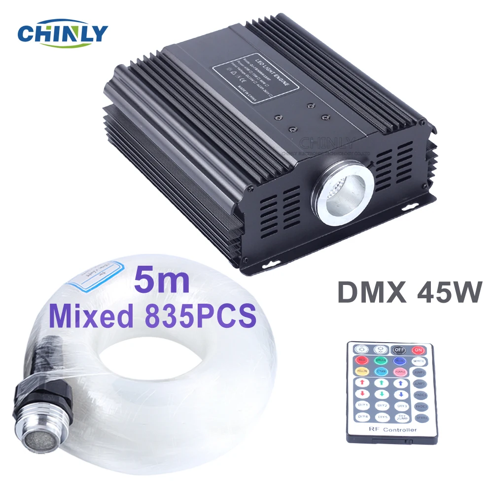 DMX 45W RGB оптоволоконный светильник Радиочастотный пульт дистанционного