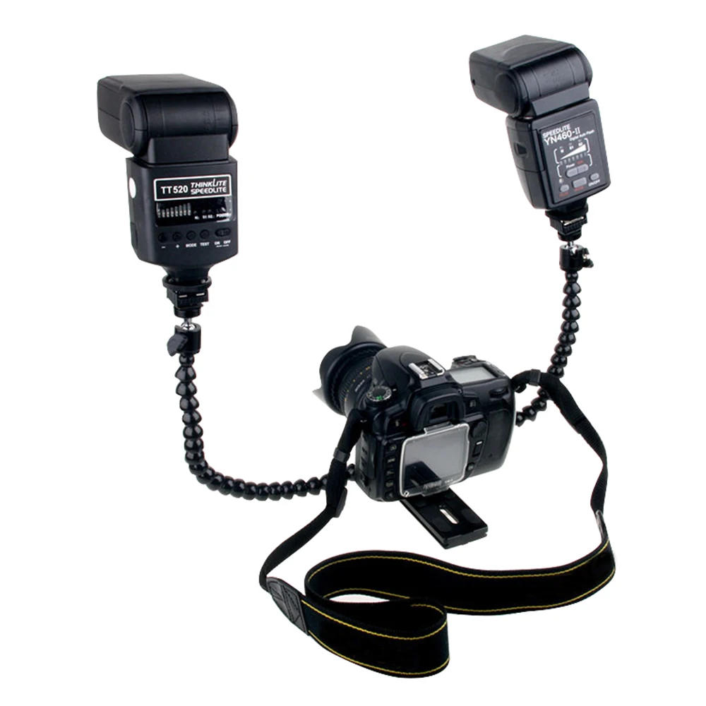 Foleto-braço Duplo Ajustável Sapata Quente Montagem de Flash para Canon Pentax Macro Tiro Acessórios de Câmera - Image 6