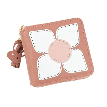 

Women Wallet Zipper Bifold Faux Leather Coin Card Package Petal Wallets Tassel Pendant Pouch Clutch Lady Purses PU