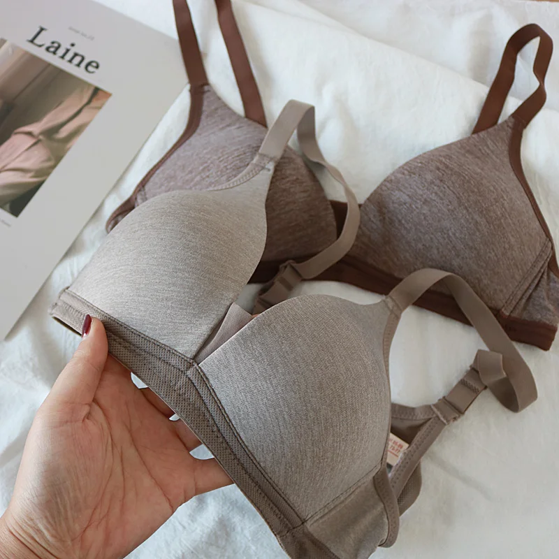 

Wriufred Soft and thin wire free bras women home wear comfortable lingerie simple basic seamless multicolor sexy bralette