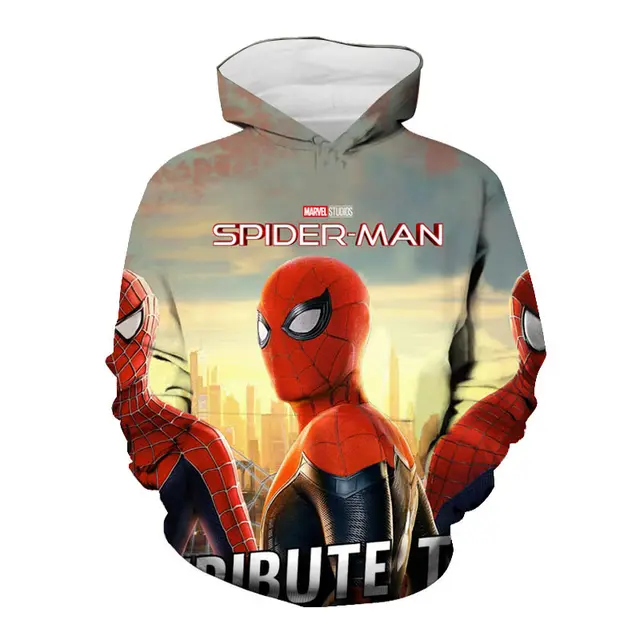 New Marvel Movies Spiderman Oversized Hoodies Kids Clothes Boys 3D Printed Casual Pullover Superhero Cartoon Black Sweatshirt Spiderman-50597