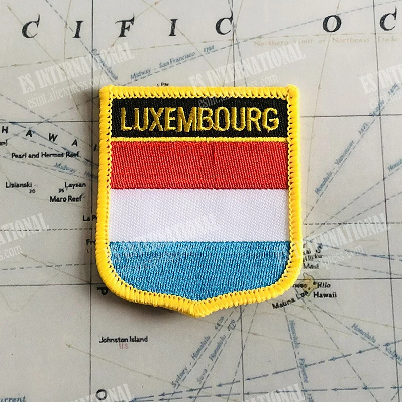 LUXEMBOURG National Flag Embroidery Patches Badge Shield And Square Shape Pin One Set On The Cloth Armband   Backpack Decoration