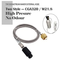 Fizzi Sparkling Water Fizzy Drink Machine SodaStream Soda Club to External Co2 Tank Adapter Steel Braid Hose 90cm Kit W21.8-14
