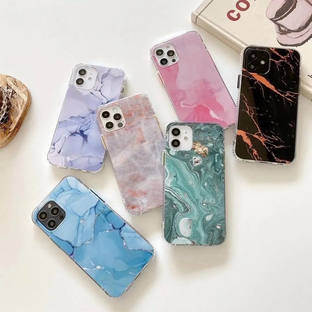 Силиконовый чехол с прозрачной рамкой из глазурованного мрамора для iPhone 12 Pro Max Mini