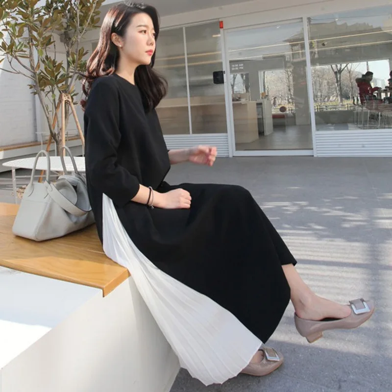 

Spring And Summer New Style Three-quarter-length Sleeve Dress Women's Mid-length Korean-style Loose And Plus-sized Chiffon Joint