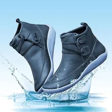 SAGACE/женские кожаные ботинки в винтажном стиле; водонепроницаемая обувь на плоской подошве; Зимние ботильоны с круглым носком; женская обувь с перекрестными ремешками; сезон осень-зима