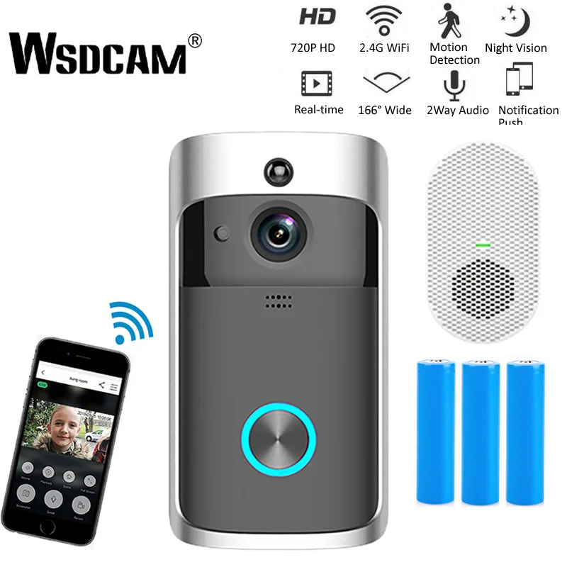Wsdcam умный дверной звонок с камерой Wi Fi беспроводной Домофон видео глаз для