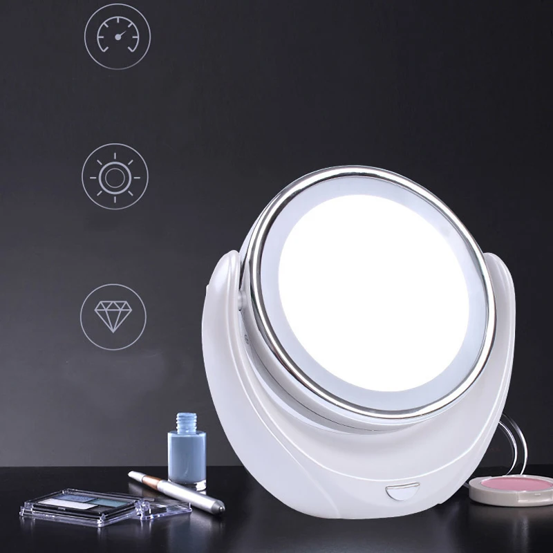 Surker MWLM318 увеличительное X 5 светодиодный светильник HD двойное зеркало для макияжа с присоской зеркало для туалетного столика вращающееся на 360 градусов 2 яркие SMD лампы батарея