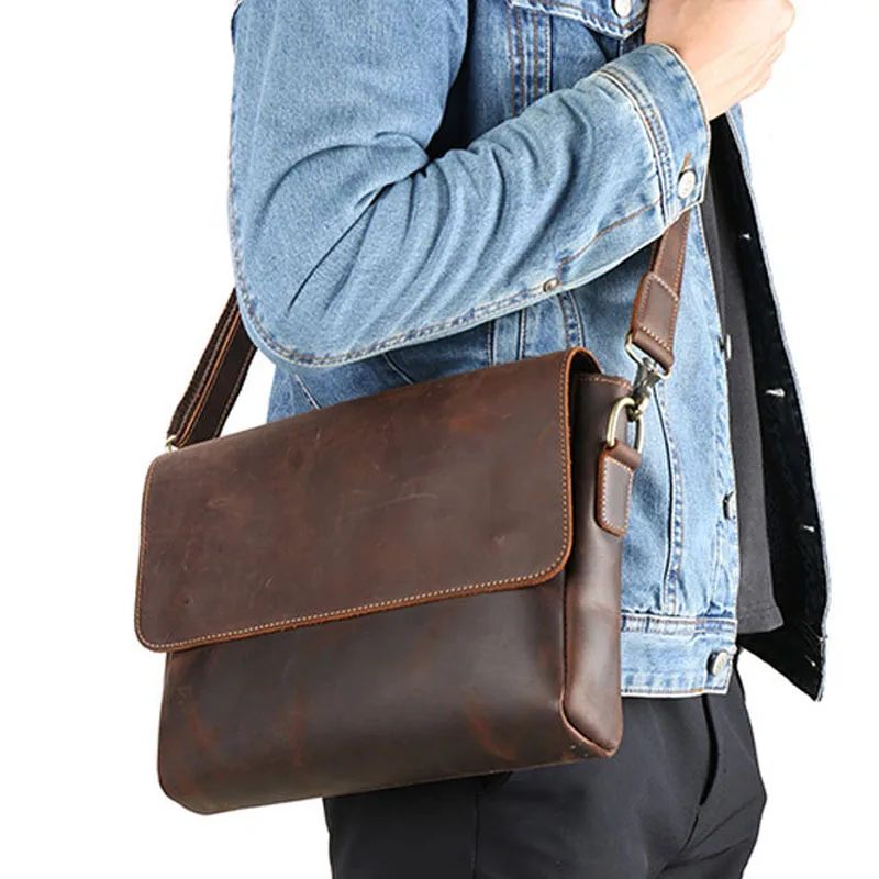 

BOLEKE Hot Crazy Horse Leather Briefcases for Document Totes Messenger Bag Men Shoulder Bags Business Men Briefcase Laptop bag