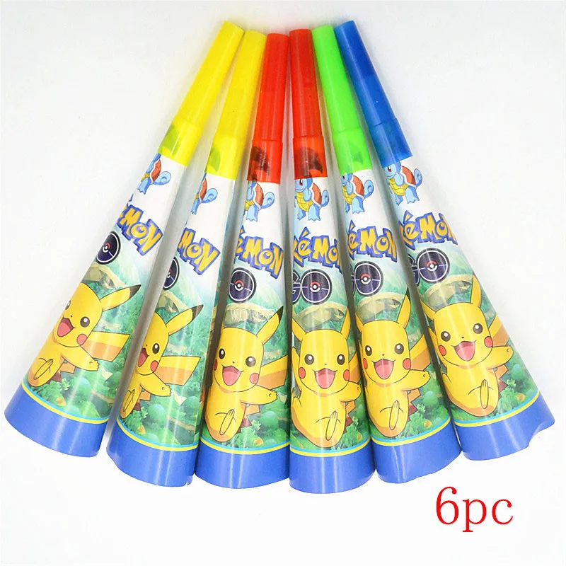 10pc Horns 6pcs/bag Pikachu Party Supplies Trumpets/Whistle/Blowouts/Horn Kids Birthday Decoration Baby Shower Pikachu Party Suppiles - Цвет: 10pc Horns