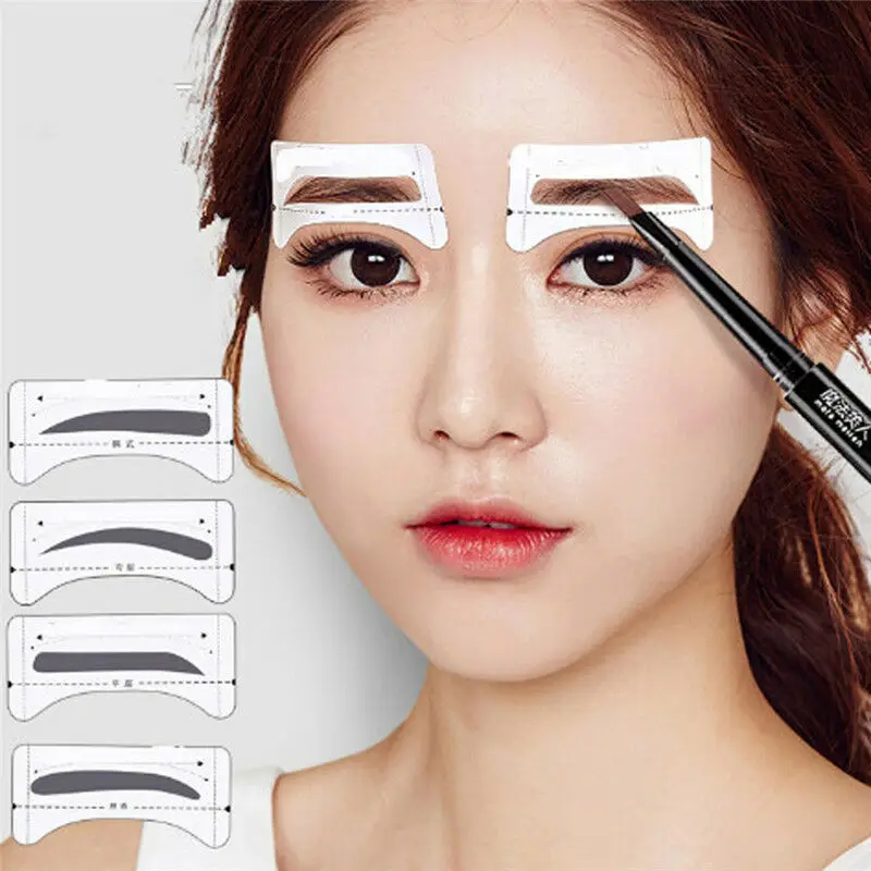 

8Pairs Template Eyebrow Drawing Card Stickers Brow Stencil Make Up Grooming Tool