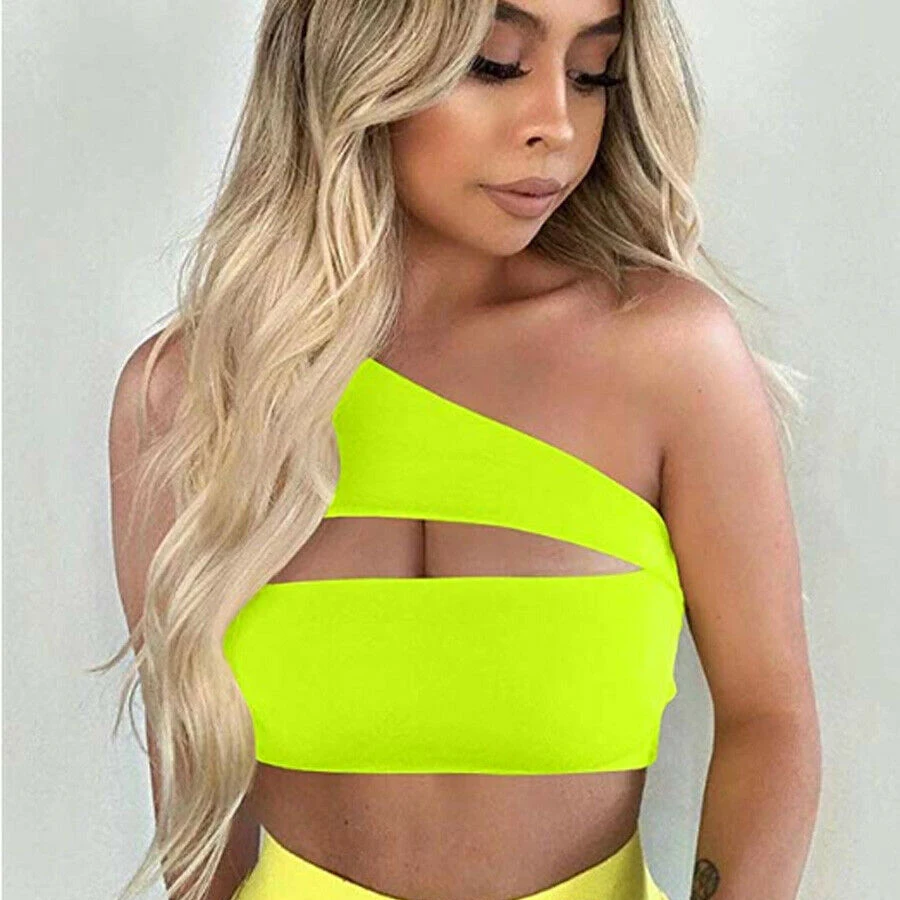 New Sexy Womens One Shoulder Sleeveless Bra Ladies Bralet Vest Tank Crop Top 4Color | Женская одежда