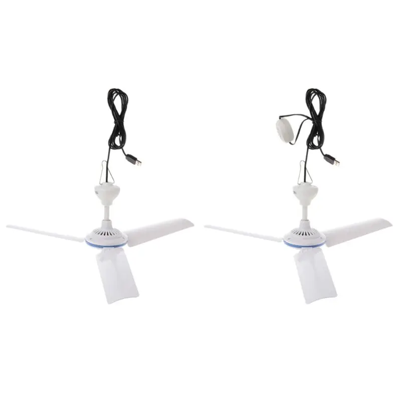 

New DC 5V Ceiling Fan Air Cooler Portable USB Fans for Bed Camping Outdoor Mini Hanging Camper Tents Hanger Fan qyh