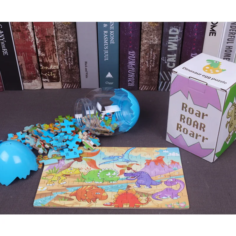 

Boxed Surprise Dinosaur Egg Wooden Puzzle 60 PCs Little Dinosaur Toy Children Educational Jigsaw Puzzle Gift