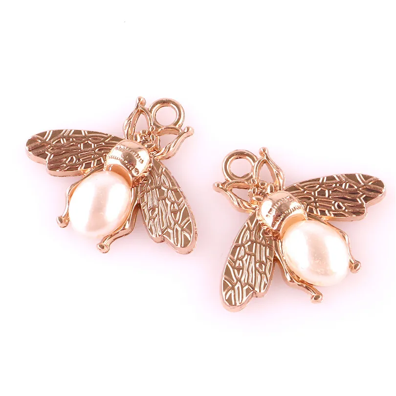 

10pcs Gold Color Faux Pearl Bee Charm Pendant Fit Women Charm Bracelets Necklace DIY Jewelry Girlfriend Gift 23215