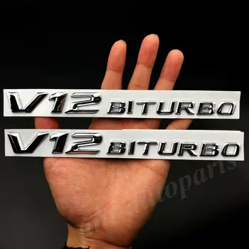 

2pcs Metal Chrome V12 Biturbo Car Fender Emblem Badge Decal Sticker V8 E S G