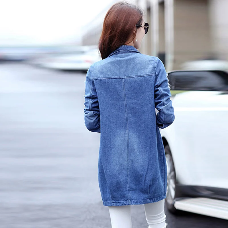 Most effective  Women Coat Plus Size 3XL 4XL 5XL Autumn Casual Oversize Long Sleeve Denim Jacket Cardigan Overcoat 