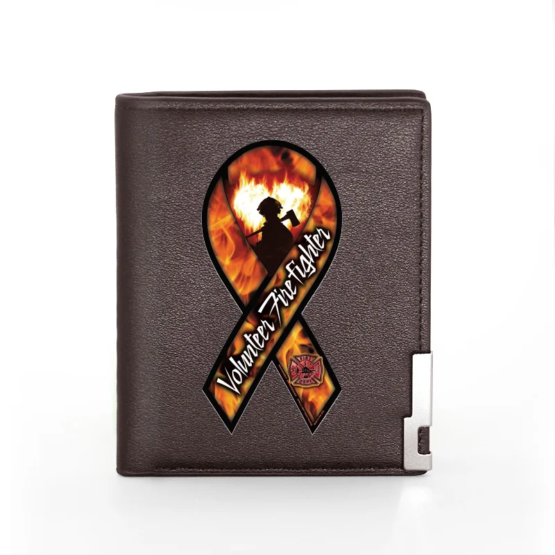 Men Women Leather Wallet Firefighter Control Cover Billfold Slim Credit Card/ID Holders Inserts Money Bag Male Short Purses 