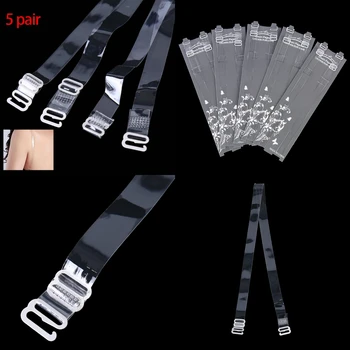 

5Pairs Metal Buckle Bra Straps Belt Women's Elastic Transparent Silicone Adjustable Invisible Intimates Women Accessories