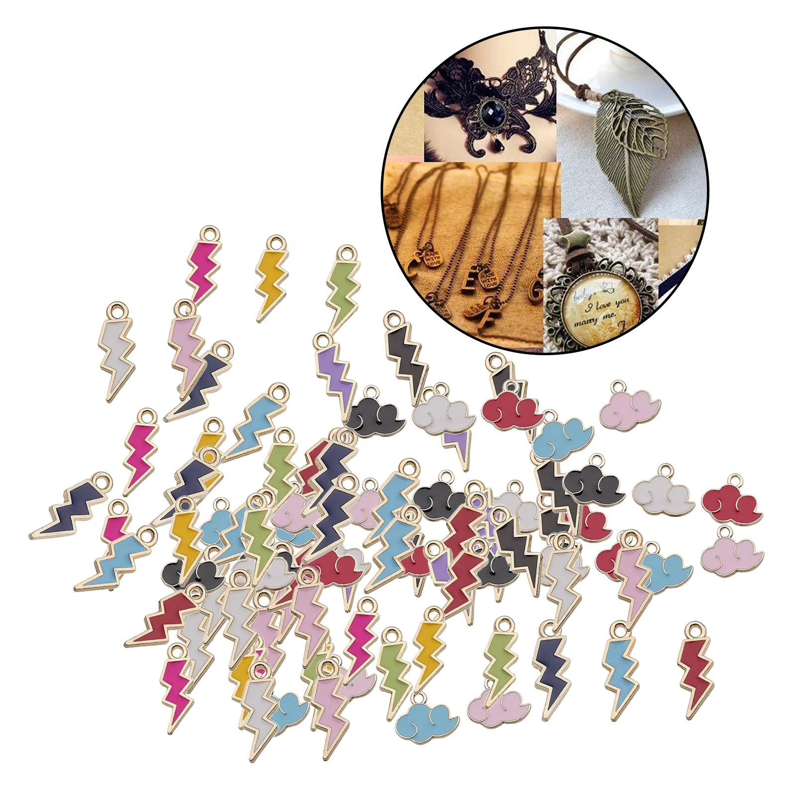 

90Pcs Enamel Pendant Charms Enamel Lightning Cloud Dangle for DIY Handmade Charms Necklace Bracelets Accessories