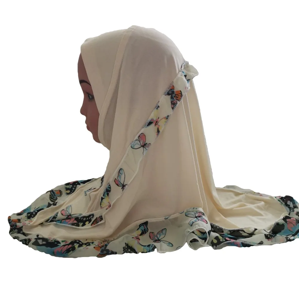 Модный детский мусульманский шарф с цветочным рисунком для девочек, арабские шали, шапки, арабский головной платок, головной убор, шапки, лоскутные, новинка