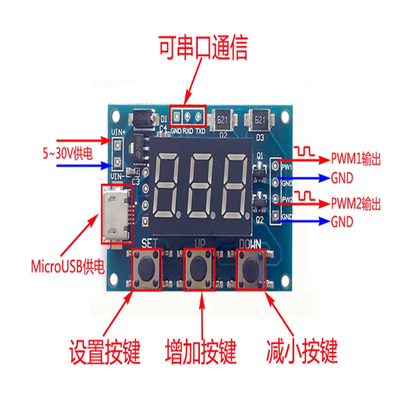 2-channel PWM Pulse Frequency Duty Cycle Adjustable Module Square Wave Rctangular Signal Generator Stepper Motor Drive