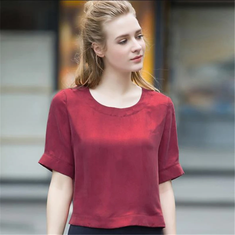

Plus Size 35% Silk Blouse Female Summer Oversized Hedging Silk Shirts Woman Shirt Tops Lady Seda Chemise Seda La Camisa Arriba