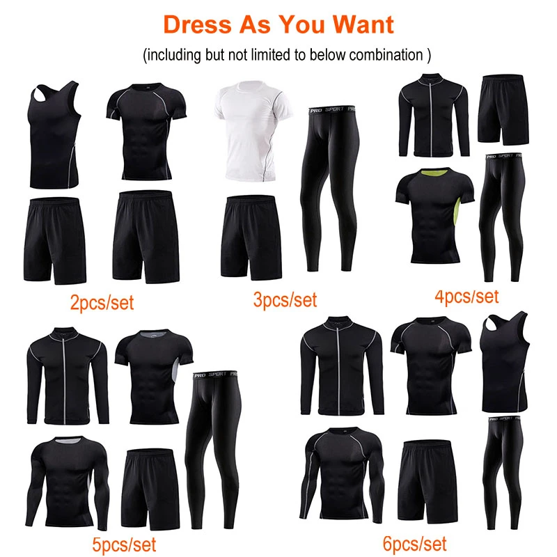 Men Sportswear Compression Sport Suits Quick Dry Running Sets Clothes Sports Joggers Training Gym Fitness Tracksuits Running Set