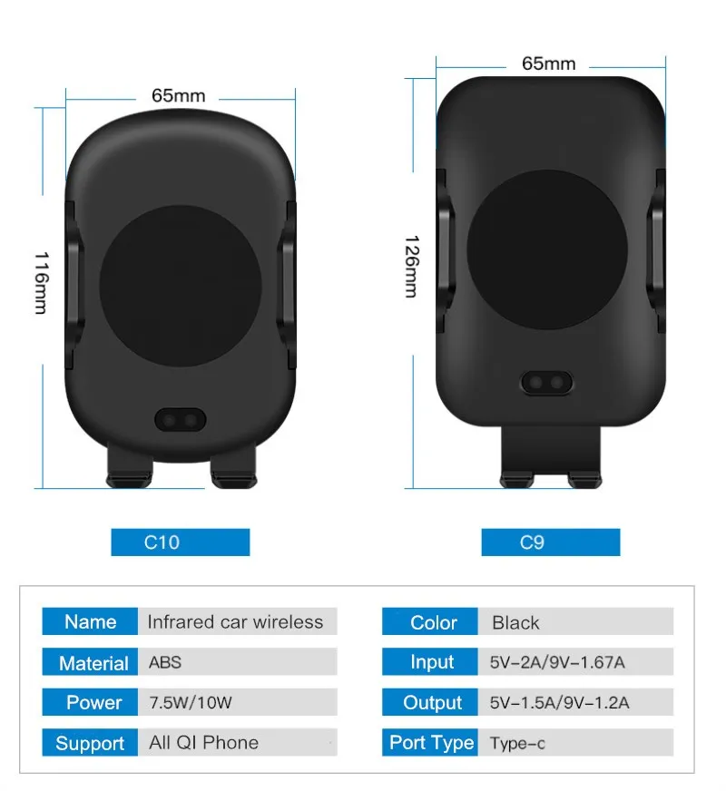 Быстрое автомобильное беспроводное зарядное устройство автоматическое автомобильное зарядное устройство для вентиляции iPhone X XS 8 7 samsung S9 S8 Plus с датчиком инфракрасной индукции