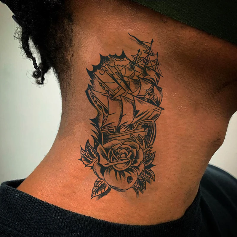 

Premium Semi-Permanent Tattoos for Women Men Realistic and Long Lasting 1-2 Weeks,Sailing Roses Temporary Tattoos Stickers