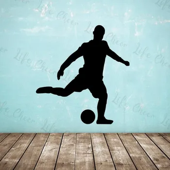 

Soccer Goal Kick wall decal Football Player Upside down shot Vinyl Wall Sticker Decals Boys Kid Room Sports wall decor