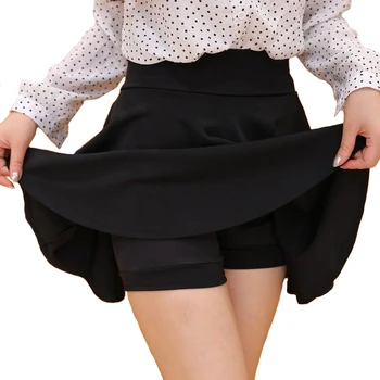 

NIGRITY Plus Size 4XL Shorts Skirts Womens 2020 Summer A line Sun School High Waist Pleated Skirt Female Korean Elegant Skirt