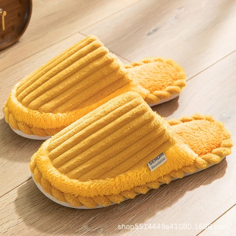 

Тапочки хлопковые унисекс, теплые простые плюшевые тапки, Нескользящие, на мягкой подошве, для дома и дома, для пола, для зимы