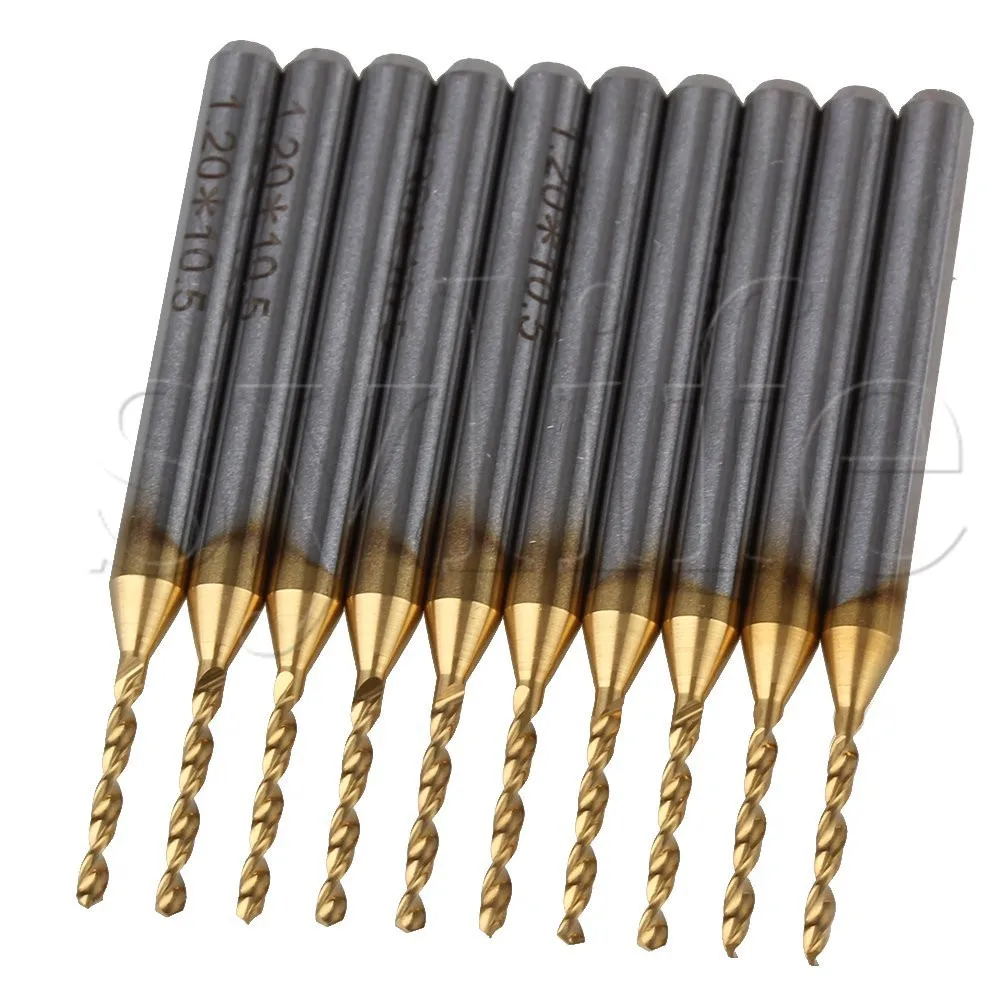 

10 x 1/8" Titanium Carbide Micro Drill Bit 1.2mm PCB Jewelry Rotary Milling Tool