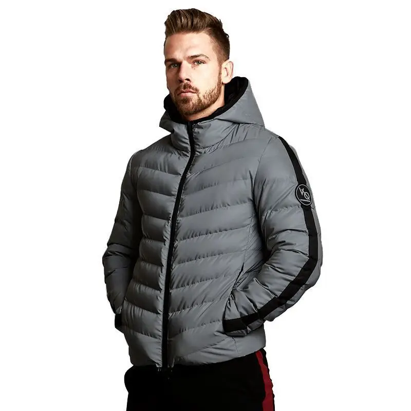 Зимняя новая стильная теплая хлопковая стеганая одежда, спортивная теплая куртка на молнии с капюшоном для фитнеса, мужская хлопковая стеганая одежда, пальто