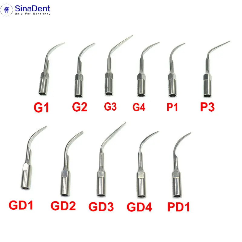 

5Pcs Dental Scaler Tips G1 G2 G3 G4 P1 P3 GD1 GD2 GD3 GD4 PD1 for EMS Woodpecker DTE Satelec Ultrasonic Scaler Tips