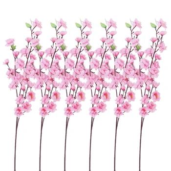 

6 Artificial Peach Flowers Bouquets for Home / Office Deco - Rose